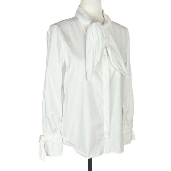 Riani white blouse with neck tie - Picture 1 of 8